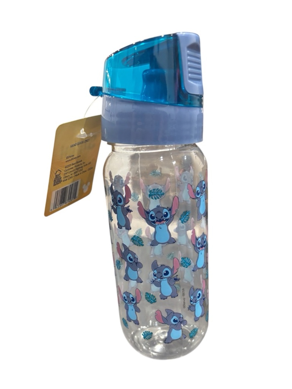 Disney Blue Stitch Plastic Water Bottle with Flip Lid